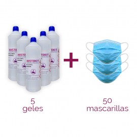 Pack 5 litros hidrogel + 50 mascarillas